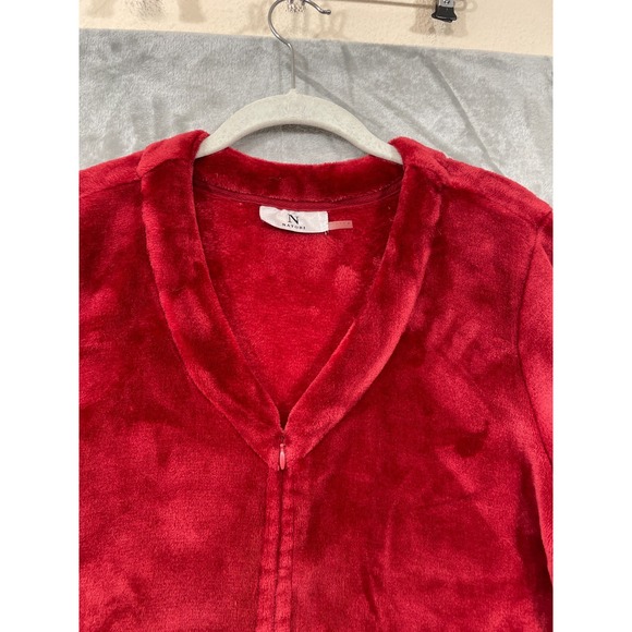 Natori Luxurious‎ Plush SMALL House Dress Caftan Red Soft Cozy Zip Up Lounge 51" - Picture 2 of 7